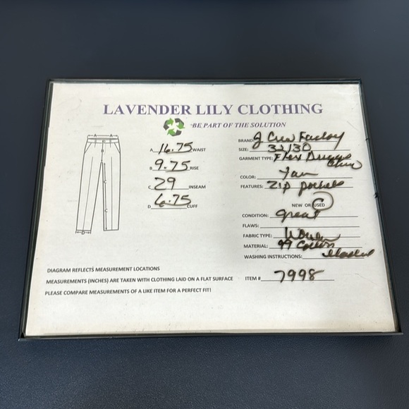 J. Crew Men's 32/30 Flex Driggs Chino Pants Tan Zip Inseam 29" - Picture 9 of 9